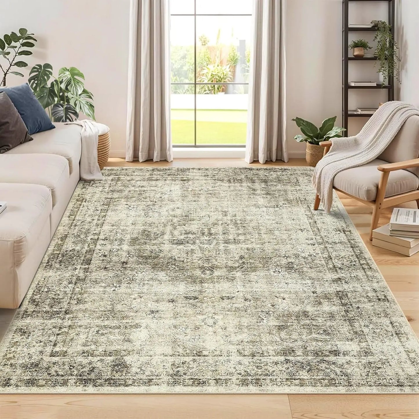 TWISTER.CK Washable Stain-Resistant Area Rug With Non-Slip Backing