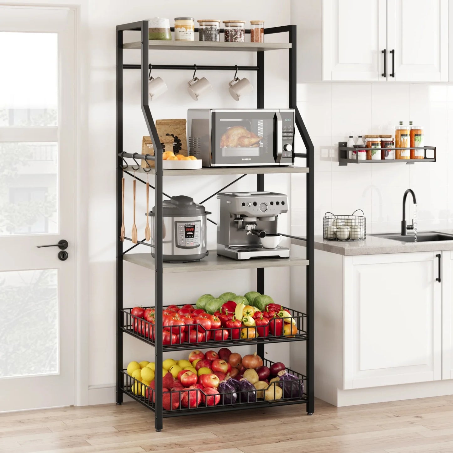 HiMISS Baker's Rack Industrial Microwave Stand Kitchen Storage