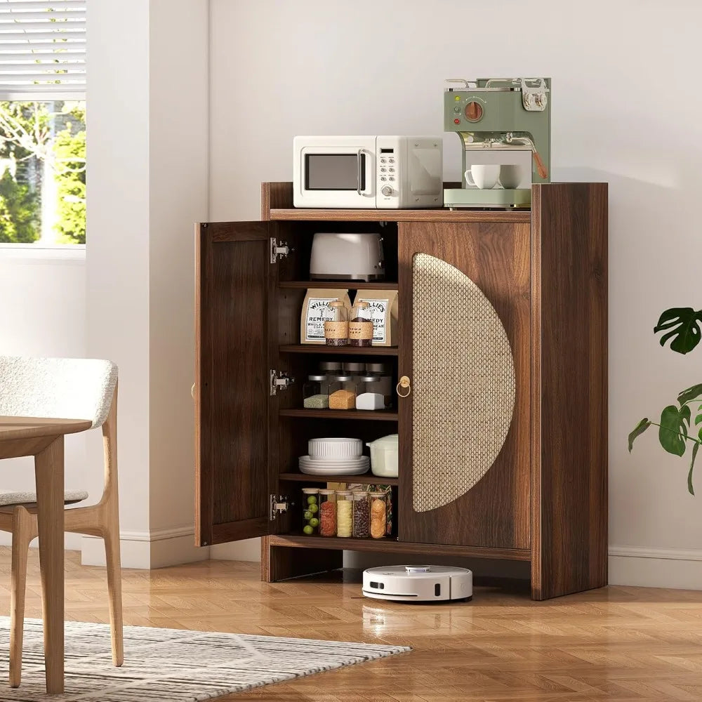 MKDK Shoe Storage Cabinet With Adjustable Shelves Rattan