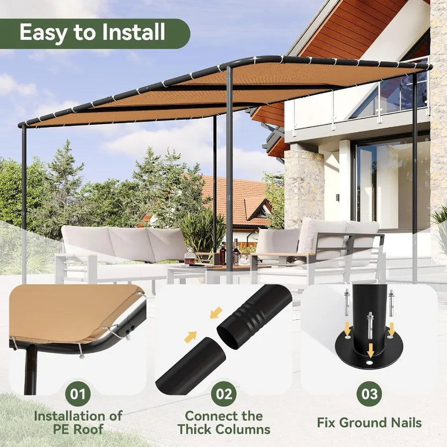 Sichuan Lean-To Gazebo With Water-Resistant Canvas Canopy