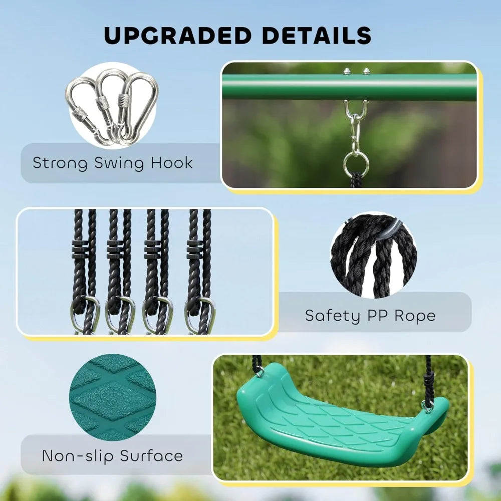 Swing Set With Heavy-Duty Alloy Steel A-Frame Outdoor Playground