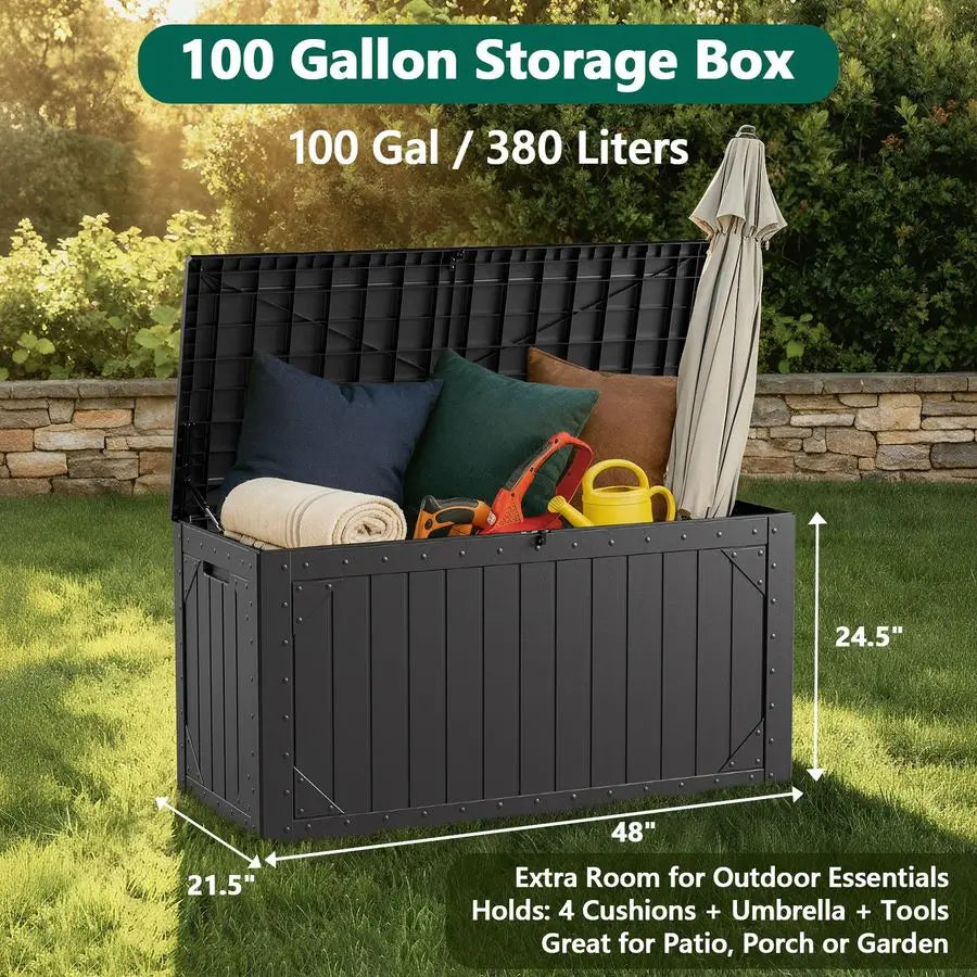 Deck Box Lockable Outdoor Storage Chest For Patio Organization