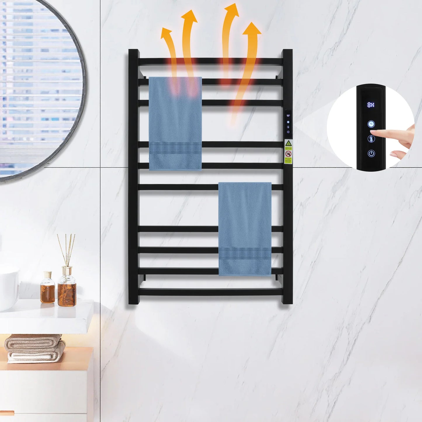 Towel Warmer Rack Stainless Steel Wall Mounted with Timer