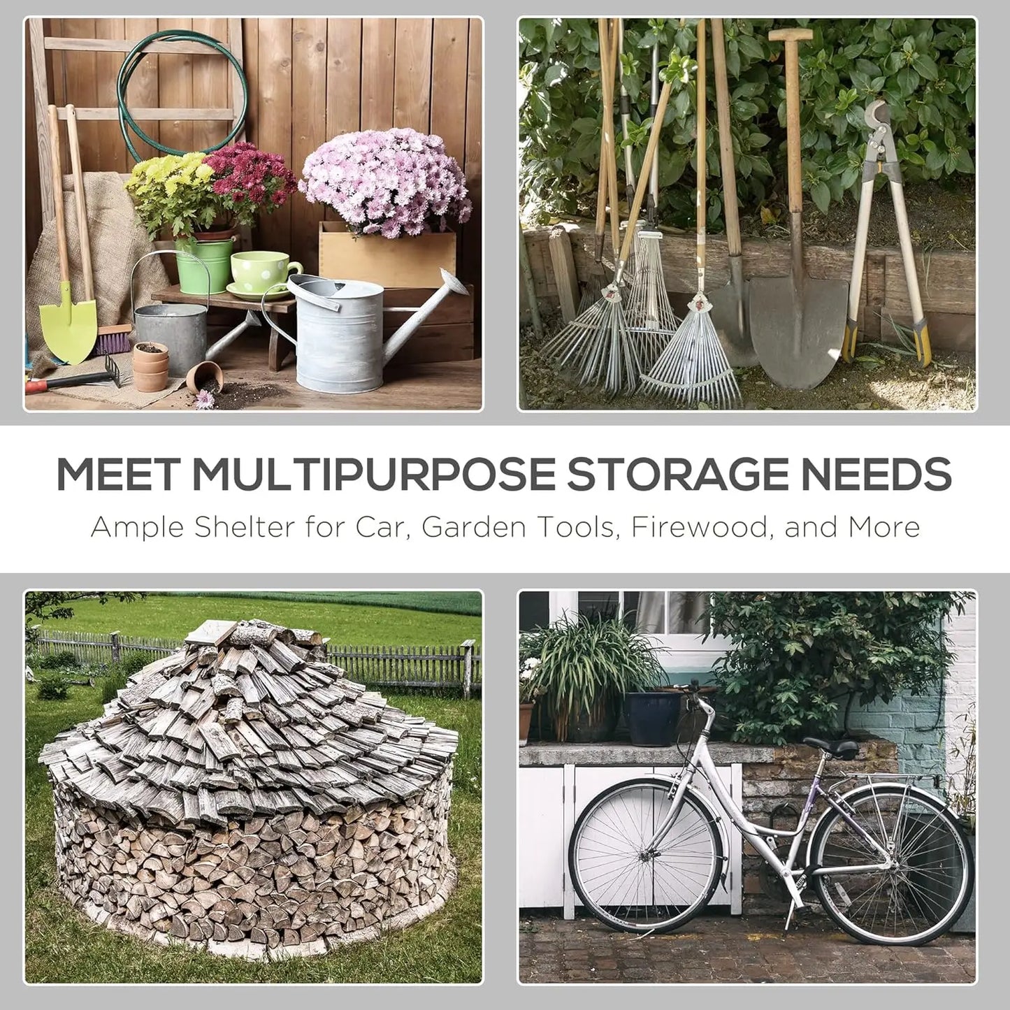 Carport With Anti-UV PE Cover For Outdoor Storage Solutions