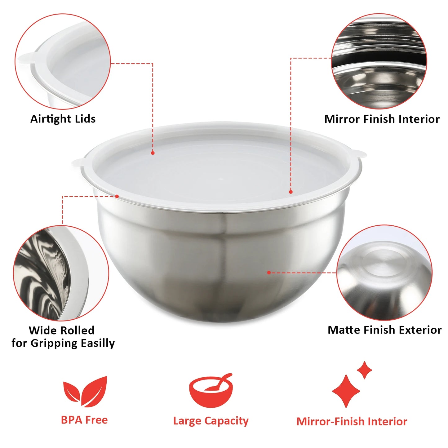 Barenthal Mixing Bowl Set 23-Piece Stainless Steel With Lids