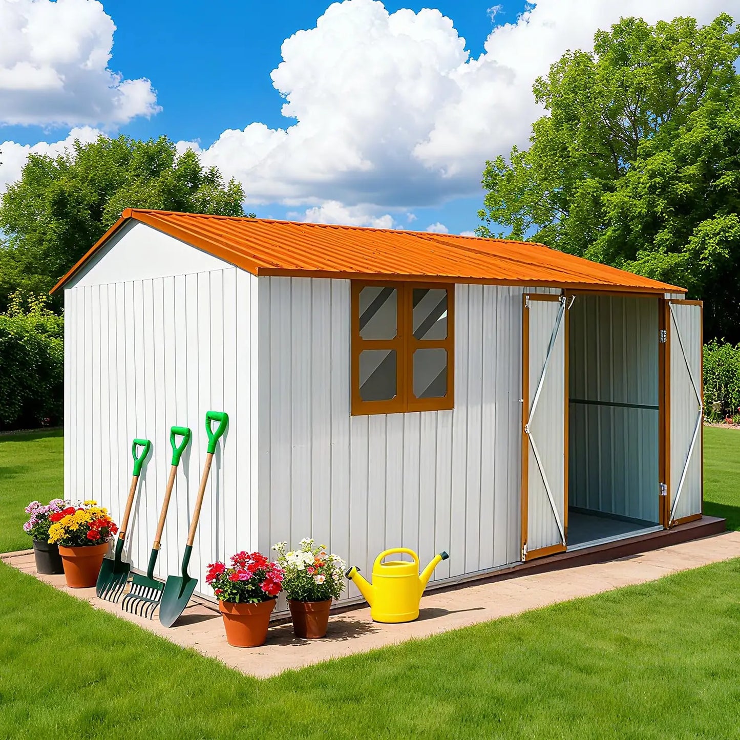 Outdoor Storage Shed Metal Construction For Garden Tools