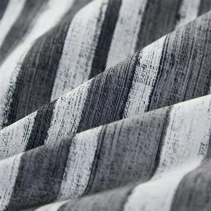 5 Piece Bed in a Bag Stripe Comforter Set Twin Size, White Grey Black Patchwork Striped Comforter and Sheet Set, All Season Soft