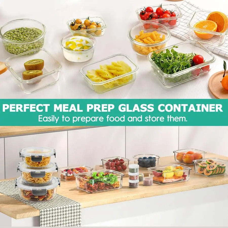 Glass Food Storage Containers With Airtight Lids Set