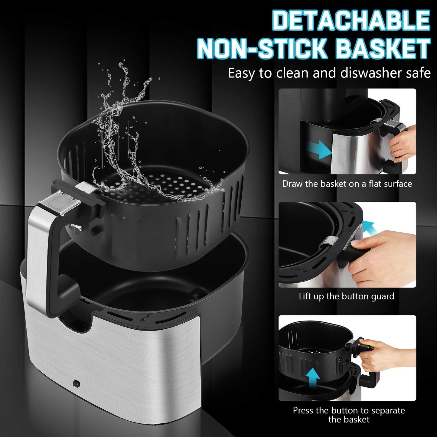KitCook Air Fryer 1500W With 8 Presets Digital Touch Screen