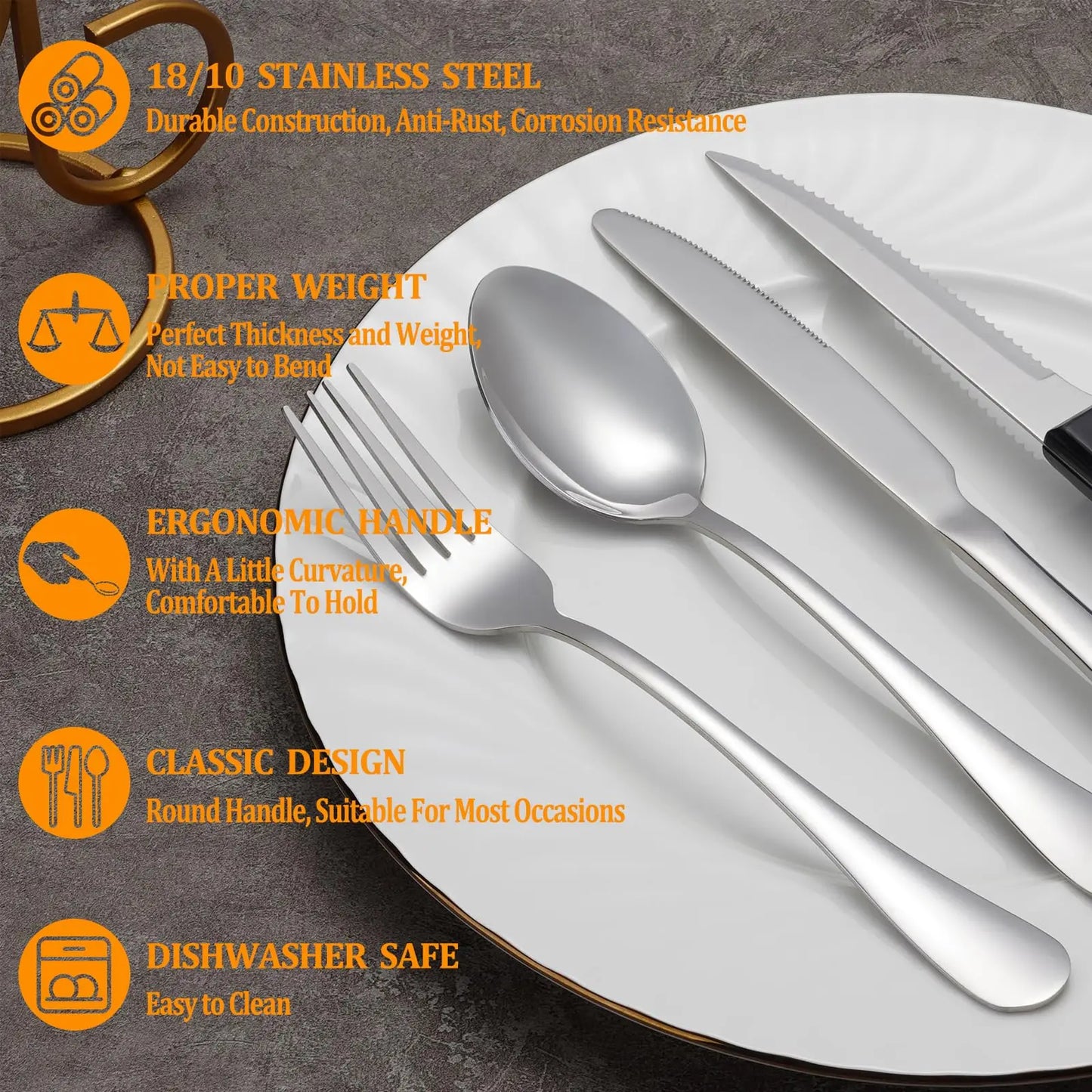 NONEDinnerware 24-Piece Stainless Flatware Set For 4