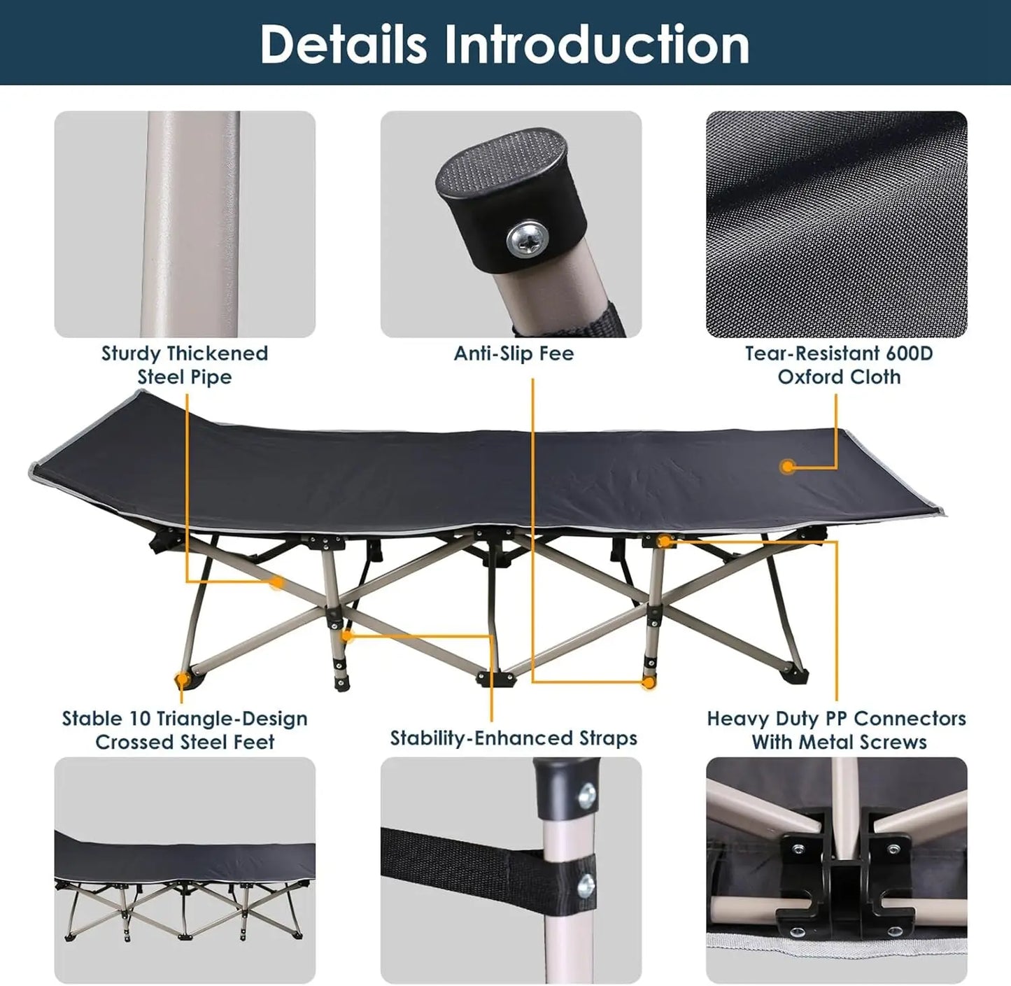 Foldable Portable Bed Outdoor Lounge Chair With Pearl Foam Mattress