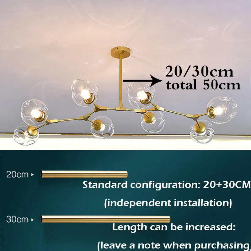 CNDL Nordic Glass LED Chandelier Modern Indoor Ceiling Light