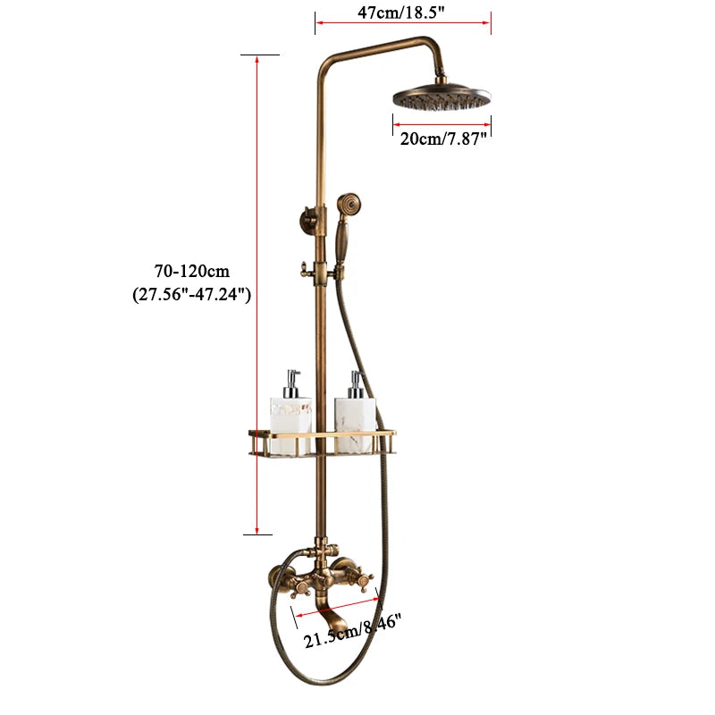 Wanmivezlo Dual Handle Shower Faucet Set Antique Brass Rainhead