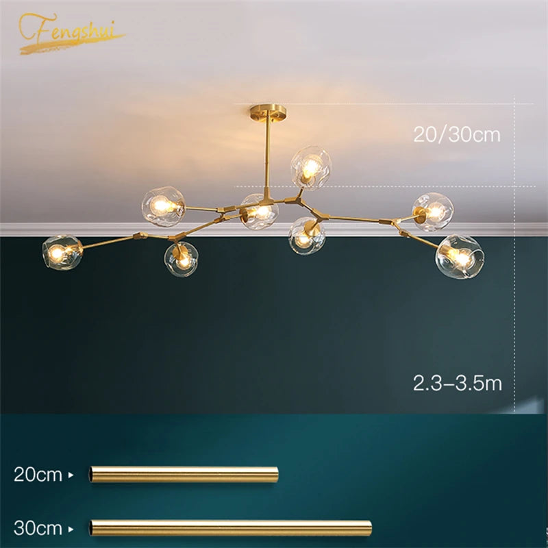 CNDL Nordic Glass LED Chandelier Modern Indoor Ceiling Light