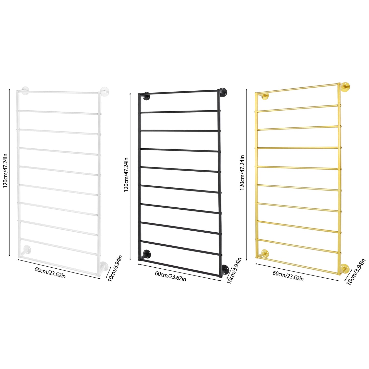 Wall-Mounted Scarf Rack With Detachable Crossbar For Space Saving