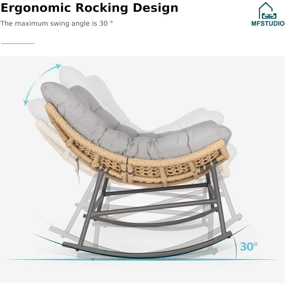Outdoor Egg Chair With Ottoman For Patio Lounge Seating