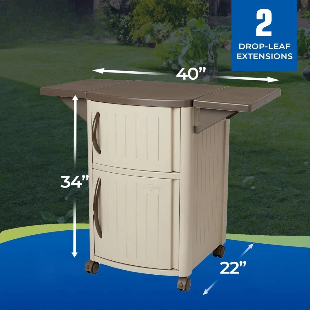 High-Concerned Serving Station Patio Cabinet With Wheels