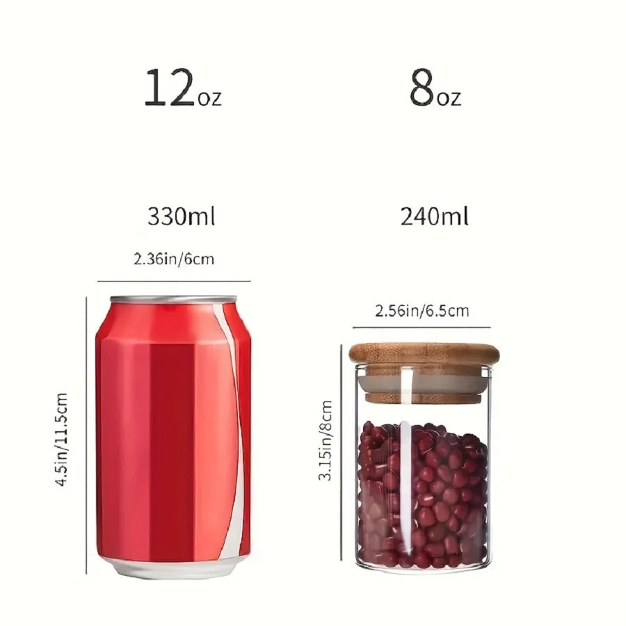 Glass Storage Jar With Bamboo Lid For Tea Coffee Sugar