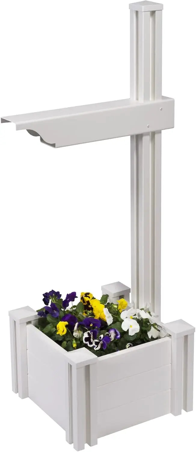 Mailbox Post With Planter Box For Exterior Outdoor Use