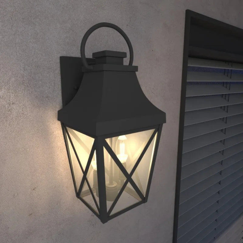 CHUBAN Outdoor Wall Light Matte Finish Clear Glass 2 Pack