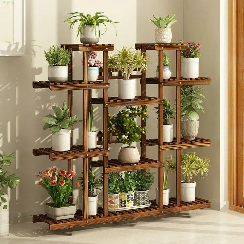 Hign-concerned Large 11-Tier Wooden Plant Stand Garden Shelf