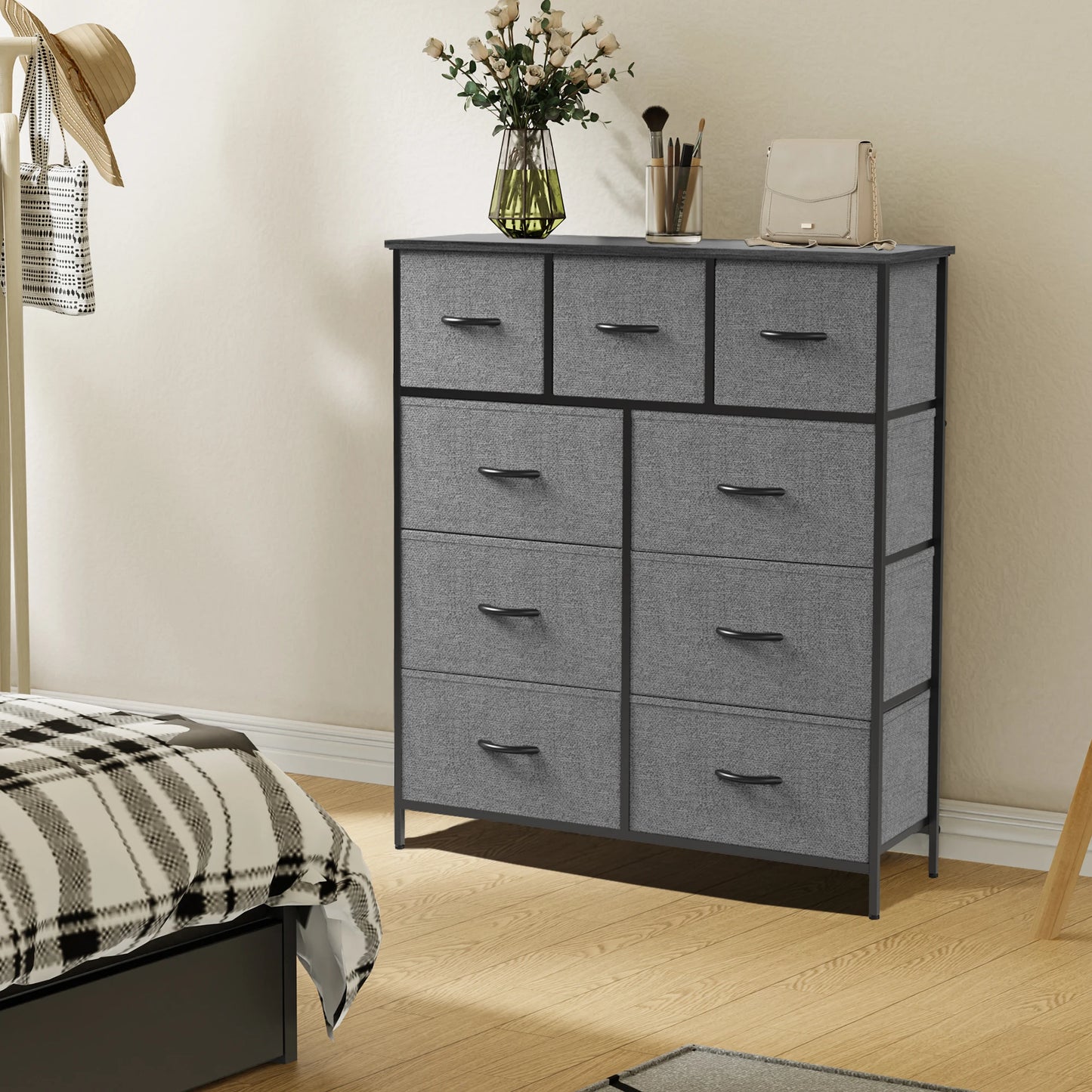 JHK Modern Fabric Drawer Dresser with Bedroom Storage