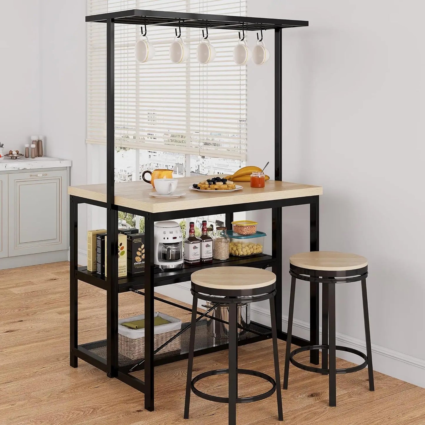 HiMISS Kitchen Island With Storage And Power Outlets