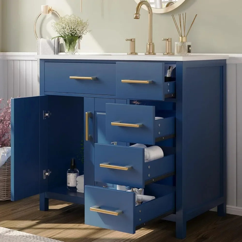 Bathroom Vanity With Undermount Sink, Solid Wood Frame