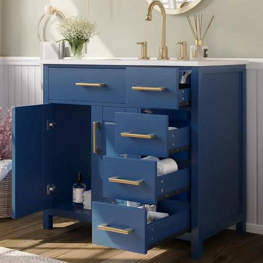 Bathroom Vanity With Undermount Sink, Solid Wood Frame