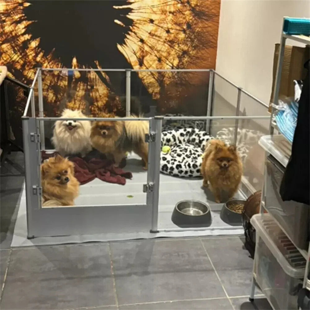 BORWARTH Dog Playpen Acrylic 3-In-1 Indoor Pet Fence