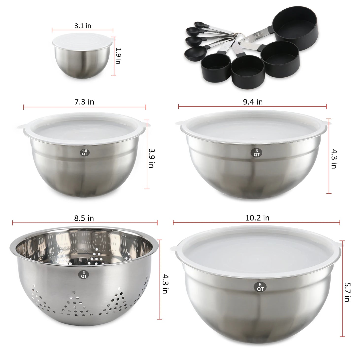 Barenthal Mixing Bowl Set 23-Piece Stainless Steel With Lids