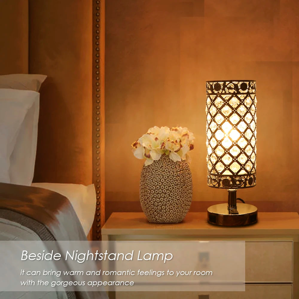 Bedside Table Lamp Dual USB Charging Port Modern Nightstand