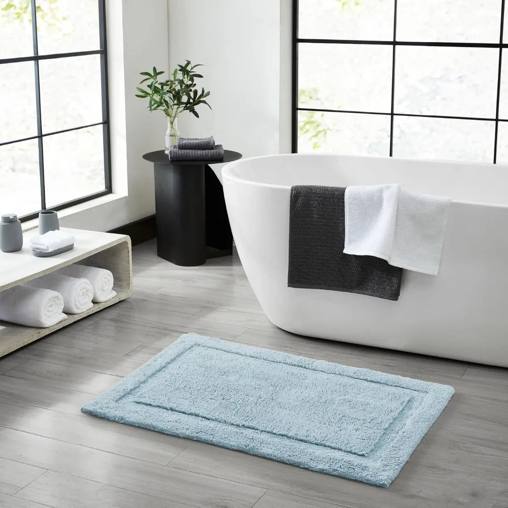 Bath Mat Set Cotton Plush Non Slip 2Piece Luxury Essentials