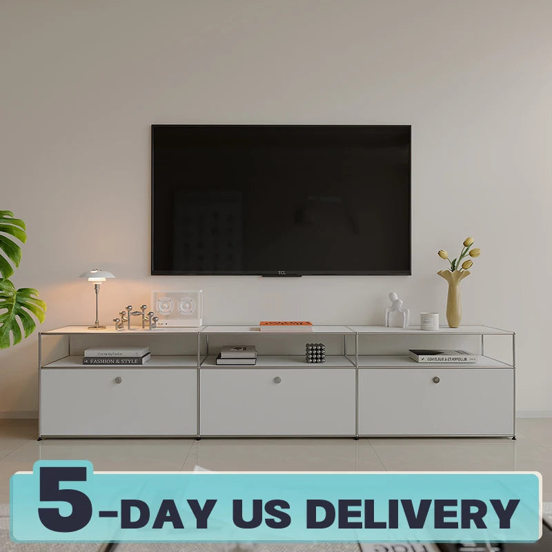 Bigcityfur TV Stand Modern Stainless Steel Storage Cabinet