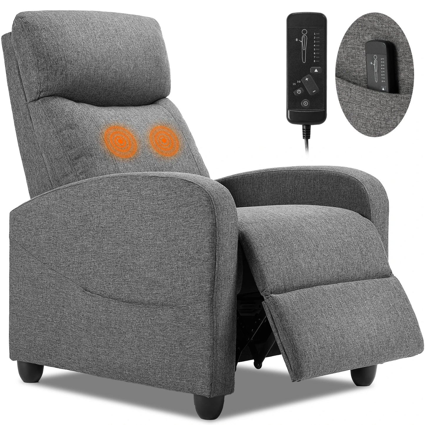 JHK Recliner Chair Massage Sofa Fabric Living Room
