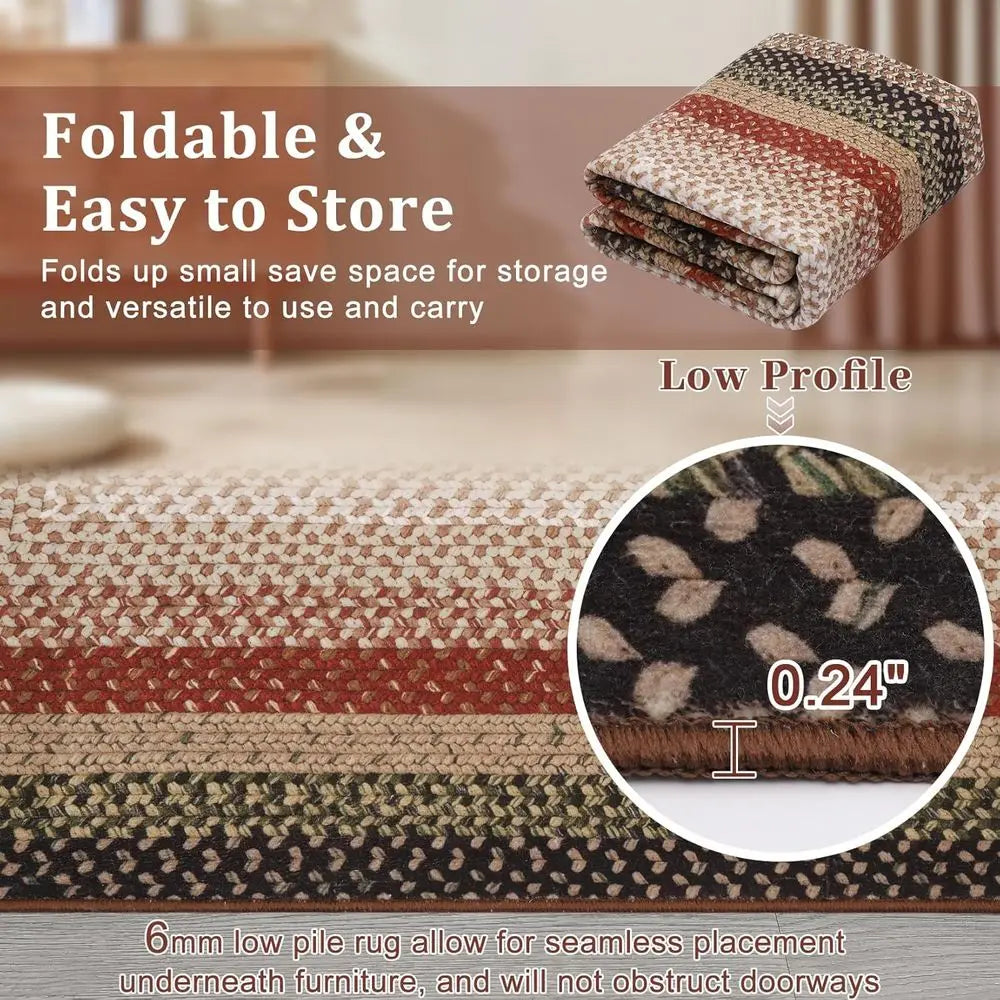 Rug Machine Washable Plaid Jacquard Living Room Decor