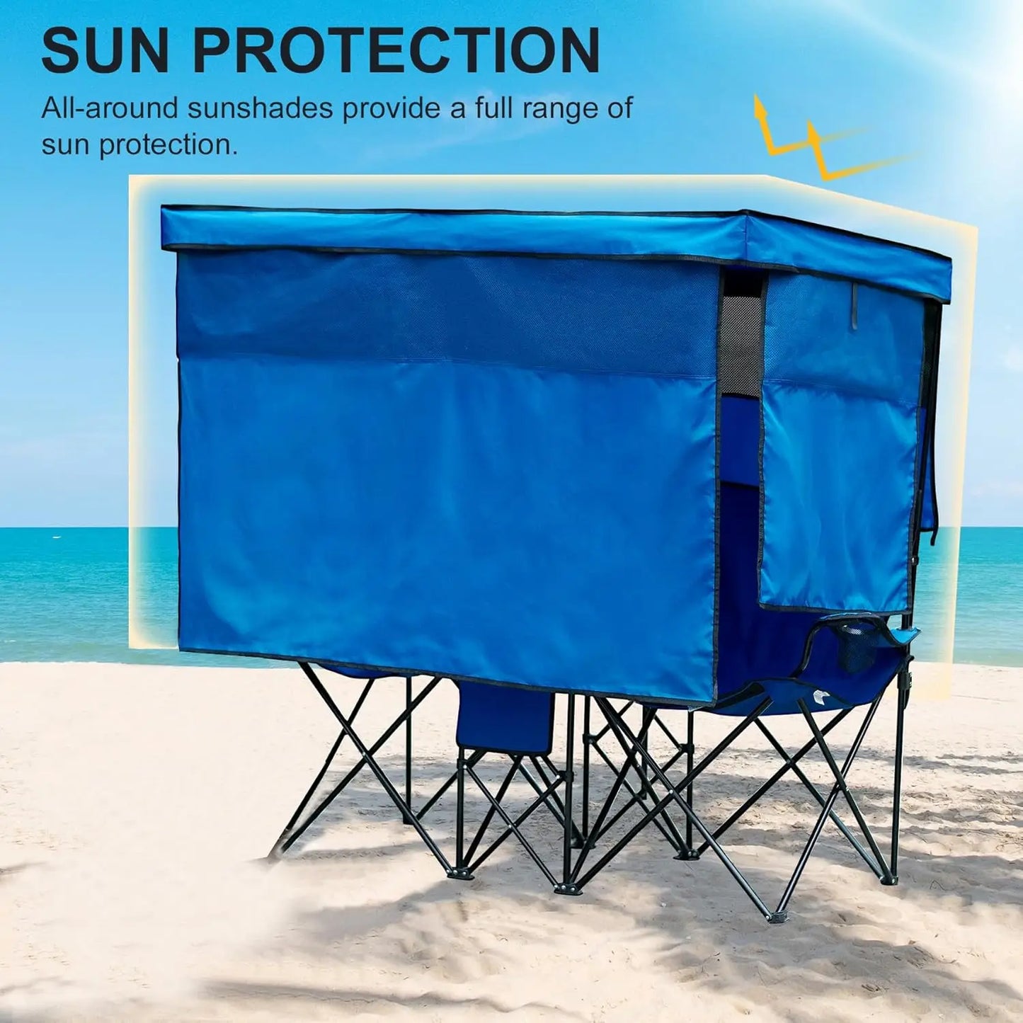Beach Chair With Canopy Shade Folding Outdoor Heavy Duty