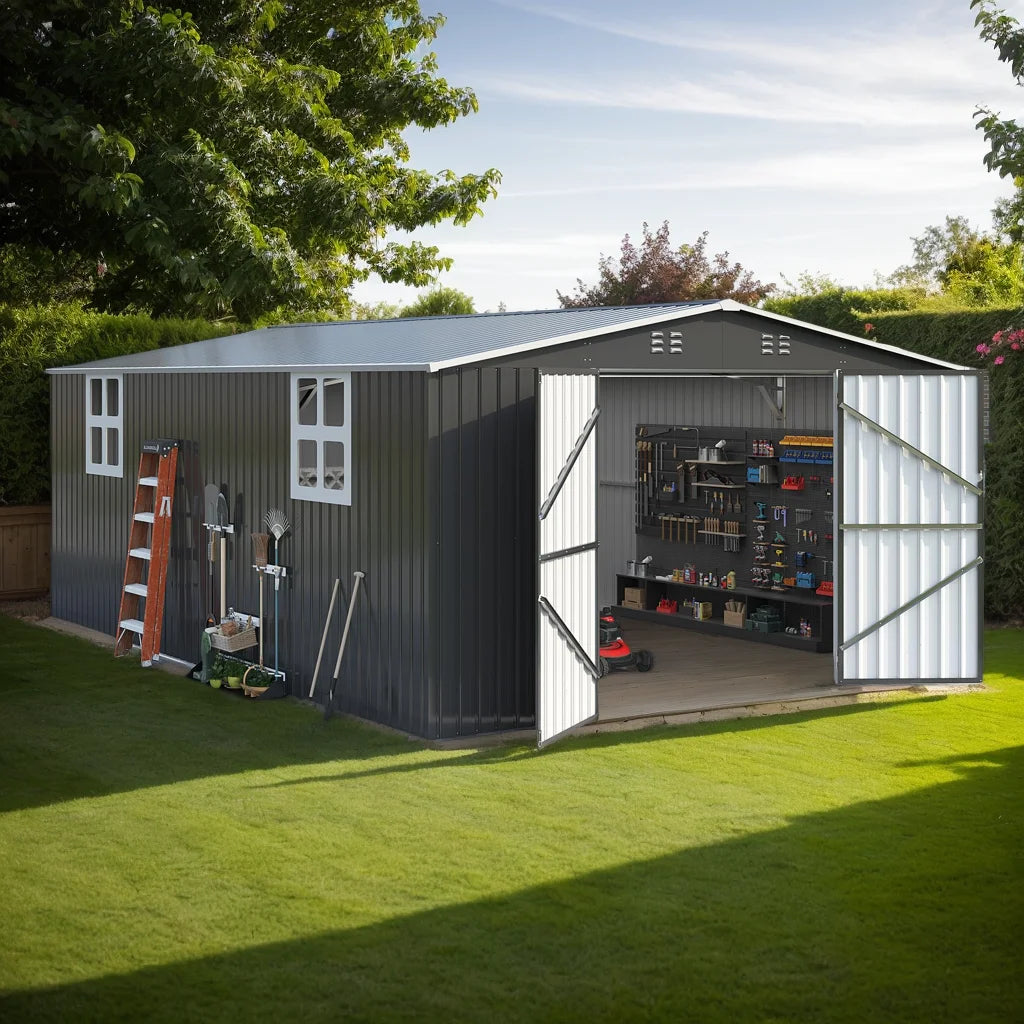 Polar Aurora Outdoor Metal Storage Shed Lockable Door