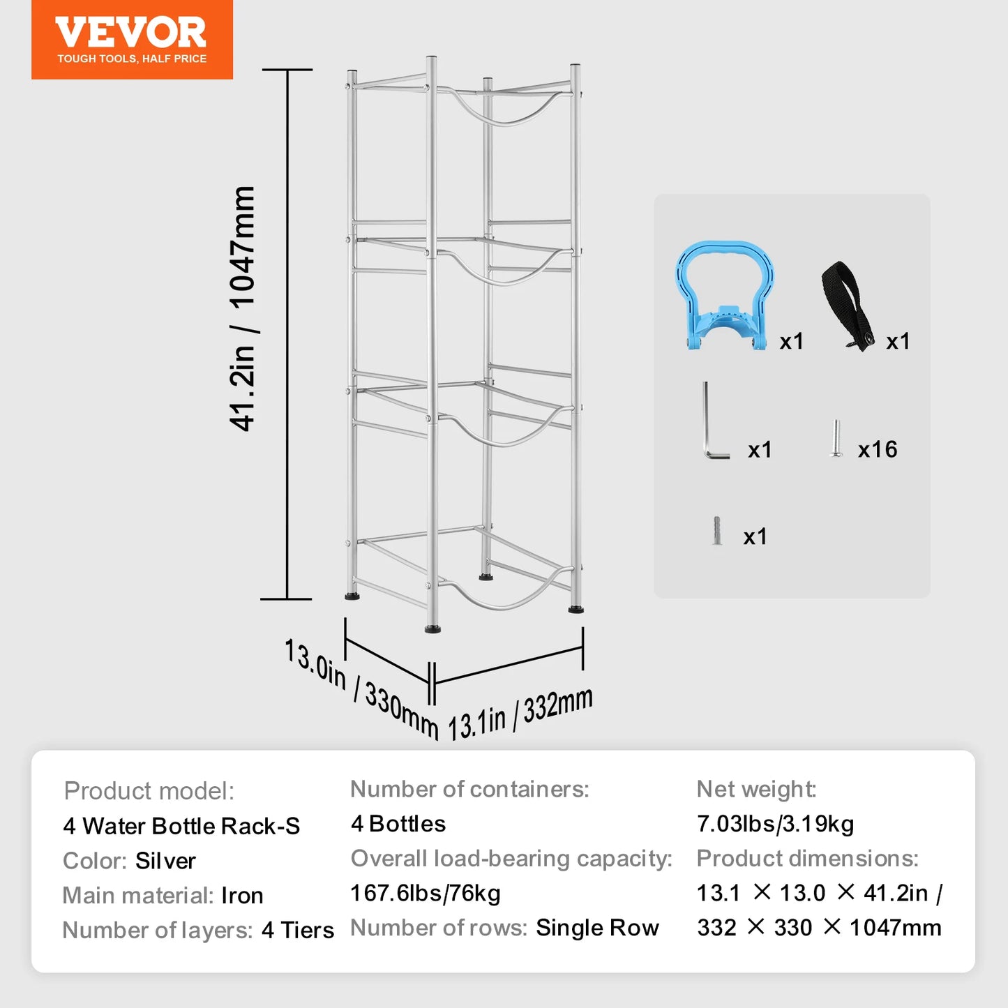 SucceBuy Water Bottle Holder 5-Tier Iron Rack For Kitchen
