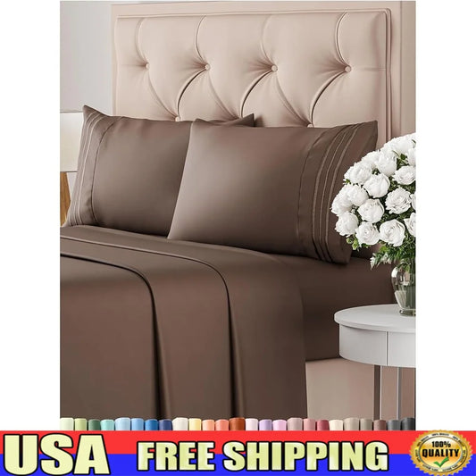 DUTRIEUXCN Bed Sheets Set 4-Piece Microfiber Breathable Cooling