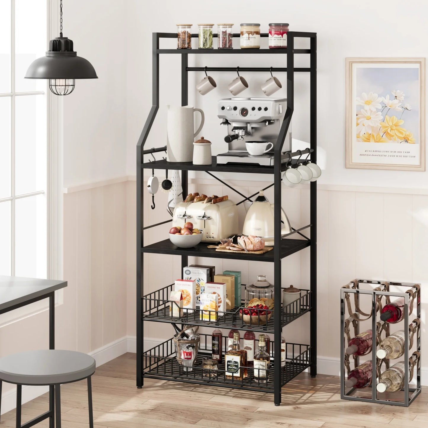 HiMISS Baker's Rack Industrial Microwave Stand Kitchen Storage
