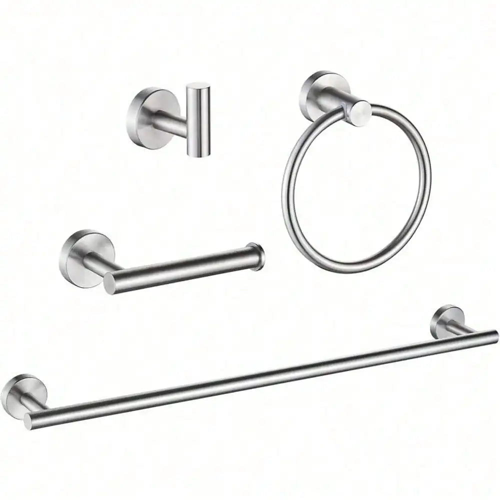 4-Piece Bathroom Hardware Set, Modern 24-Inch Towel Bar Set Wall Mounted, SUS304 Stainless Steel Bathroom Accessories Set