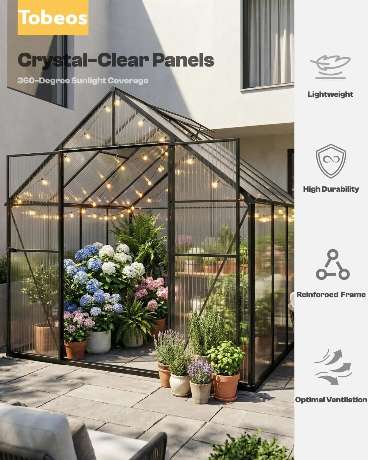 Walk-In Greenhouse With Polycarbonate Panels For Outdoors
