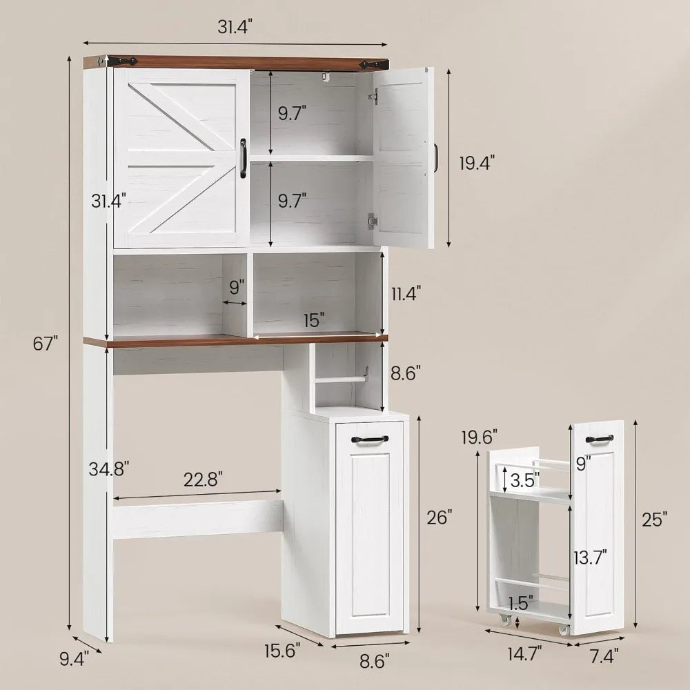Over-Toilet Storage Cabinet With Pulley For Bathroom Organization