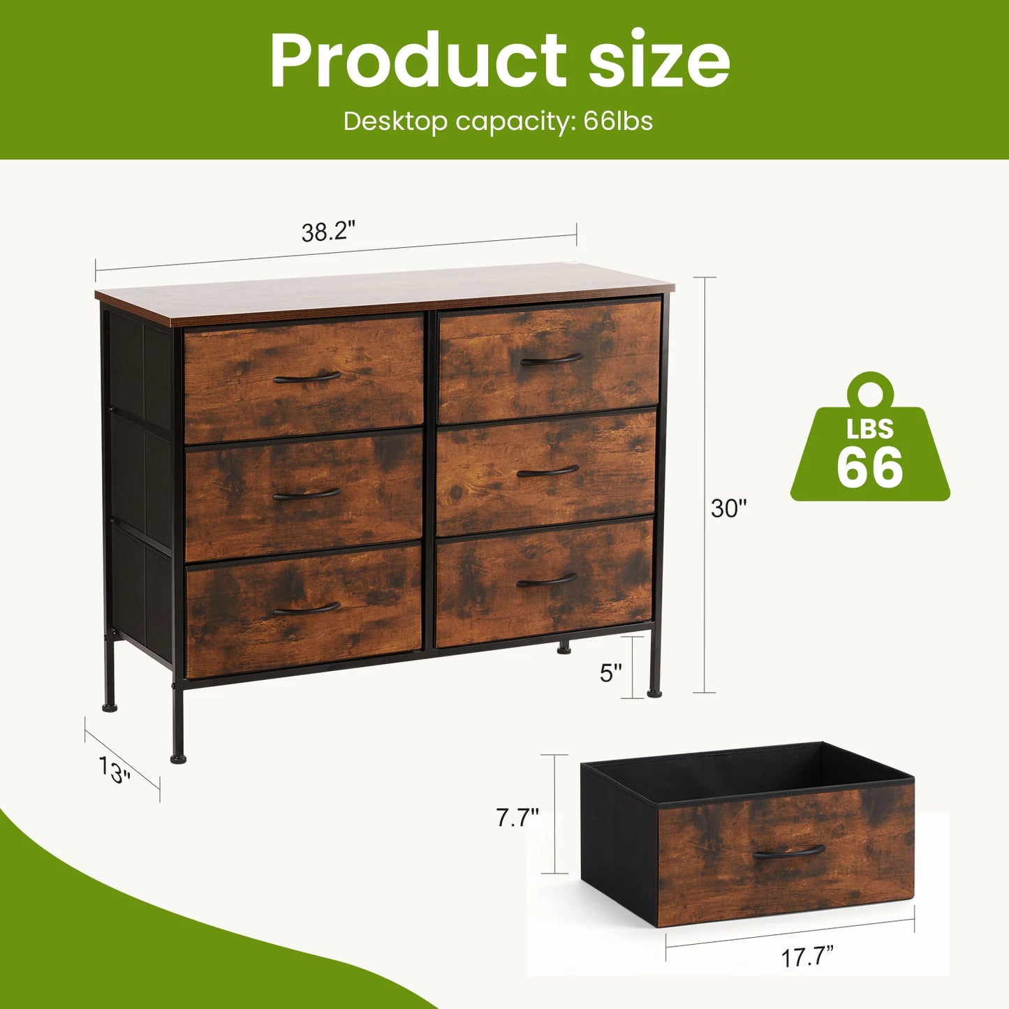 JHK Cabinet 6-Drawer Storage for Living Room Organization