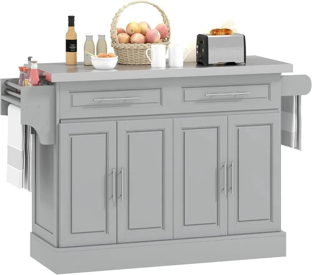 Rolling Kitchen Island Cart With Stainless Steel Top