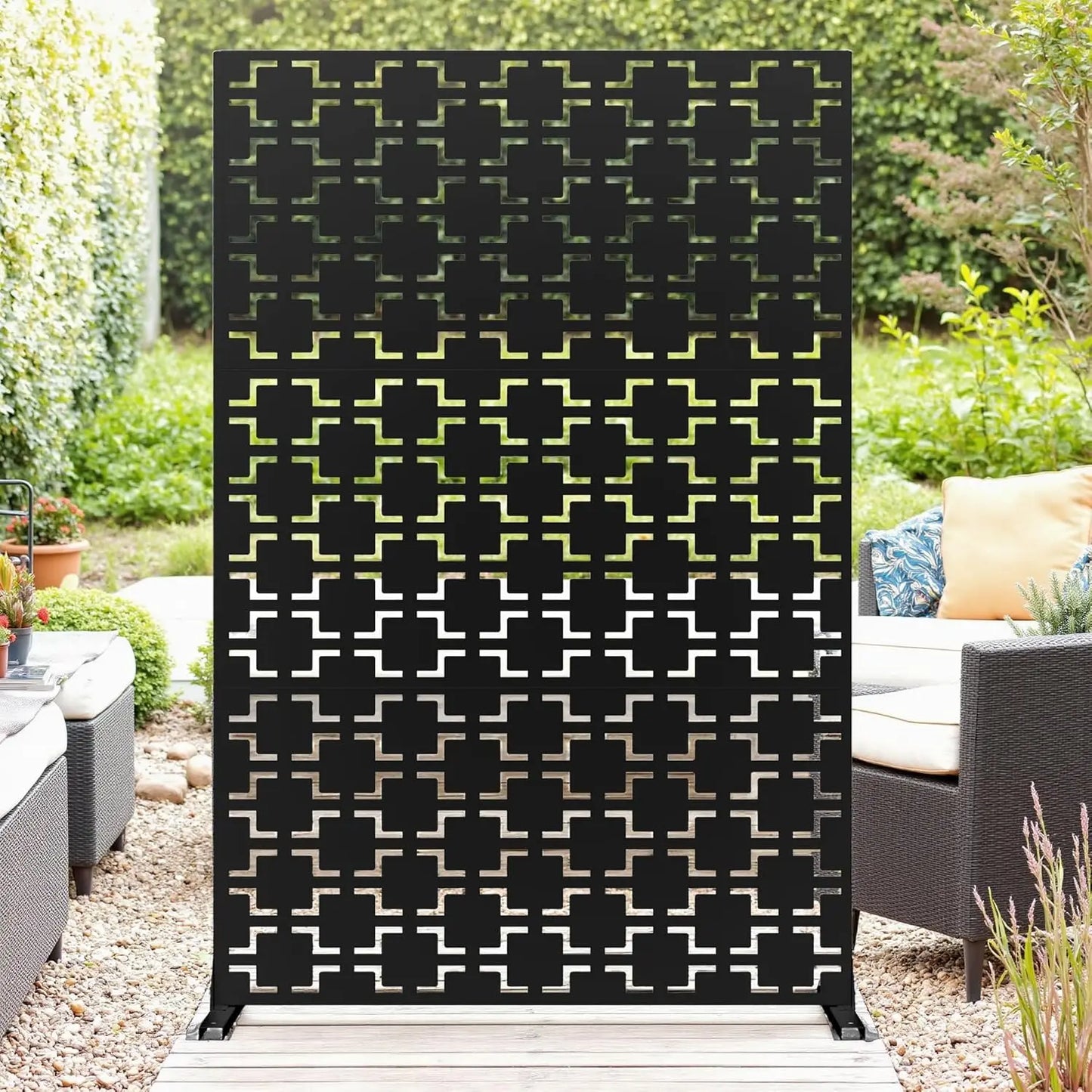 Decorative Garden Privacy Screen with Stand 120x183cm Outdoor Divider Decorative Privacy Panel Fence for Backyard Patio Garden