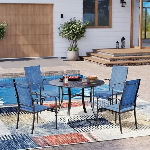 Outdoor Patio Dining Set with All-Weather Rattan and Wood Table Top