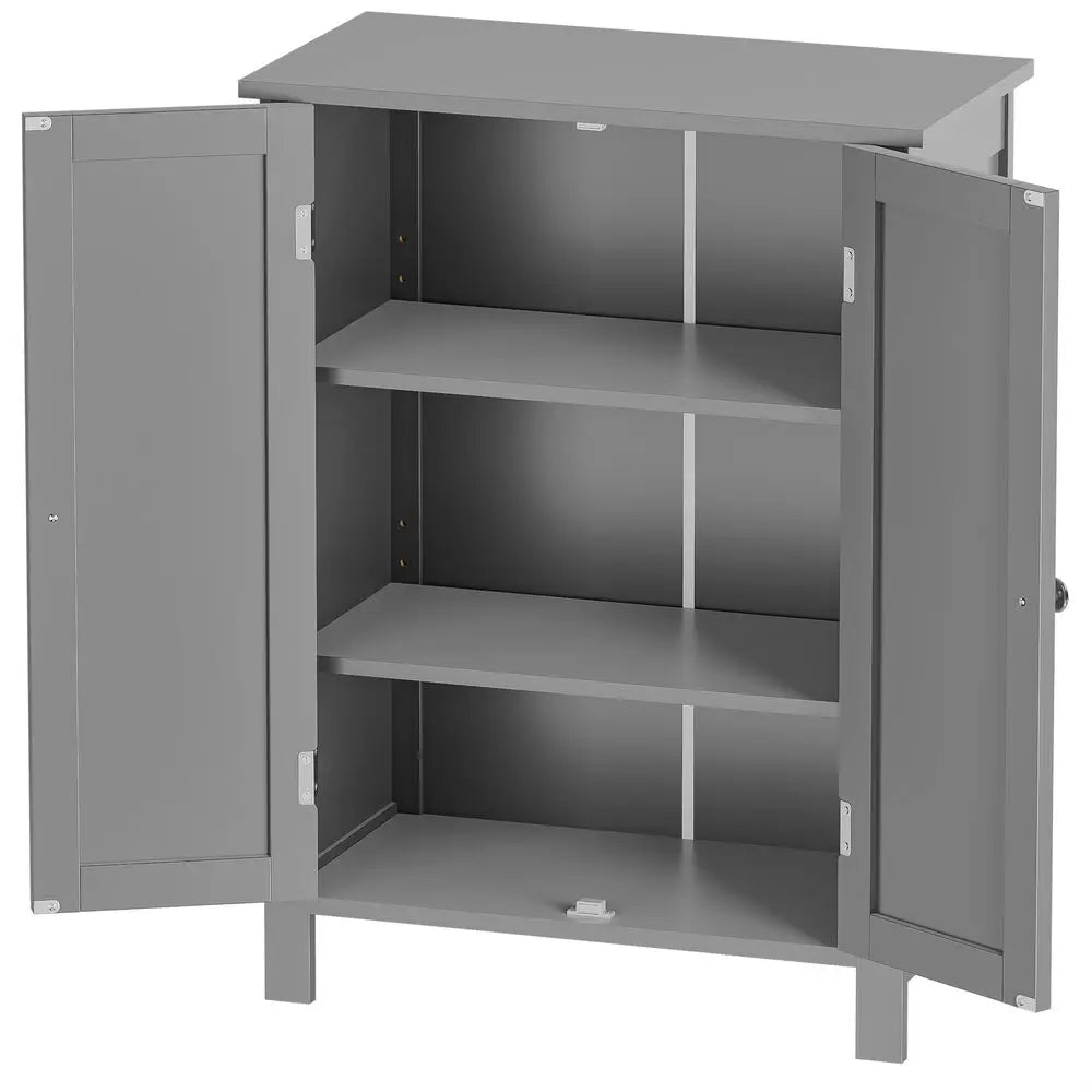Bathroom Floor Cabinet Solid Wood 3 Shelves Free Standing