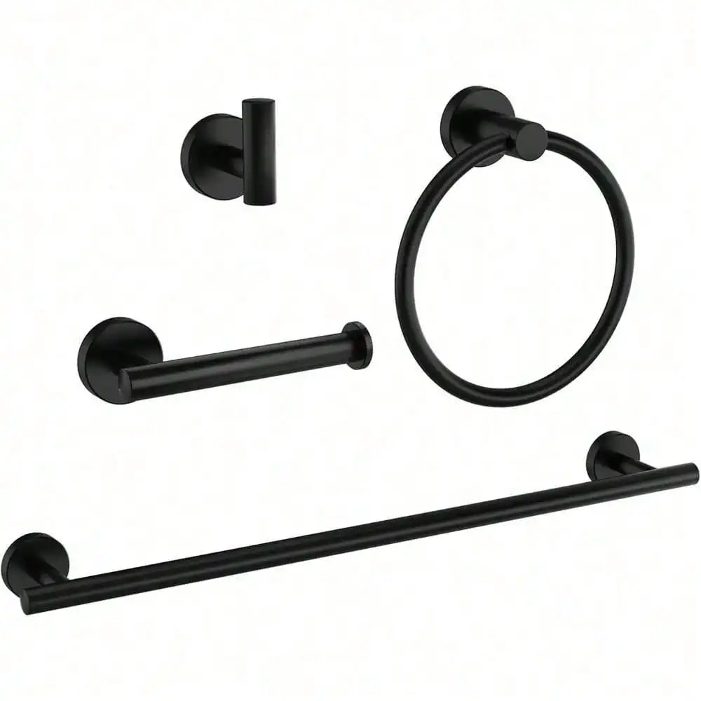 4-Piece Bathroom Hardware Set, Modern 24-Inch Towel Bar Set Wall Mounted, SUS304 Stainless Steel Bathroom Accessories Set